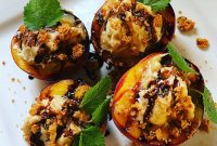 Charred Peaches with Amaretti Crunch and Balsamic Drizzle