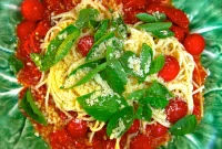Roasted Tomato and Basil Garlic Pasta