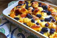 Zesty Limoncello Glazed Mixed Berry Bread Pudding