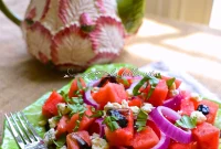 Refreshing Gorgonzola and Basil Watermelon Medley