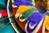 Spiced Apple and Cream Cheese Mardi Gras King Cake