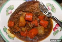 Slow Cooked Garlic and Porcini Mushroom Pot Roast with Harvest Vegetables