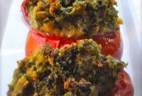 Six Cheese Italian Stuffed Tomatoes with Spinach and Basil