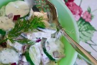 Garlic Infused Creamy Dill Cucumber Salad