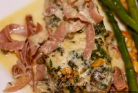 Prosciutto Wrapped Halibut in Herbed Cream Sauce