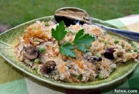 Creamy Fontina and Pea Baked Orzo Pasta