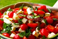 Fresh Basil and Mozzarella Grape Tomato Caprese