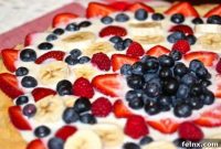 Patriotic Red White and Blue Sugar Cookie Fruit Pizza