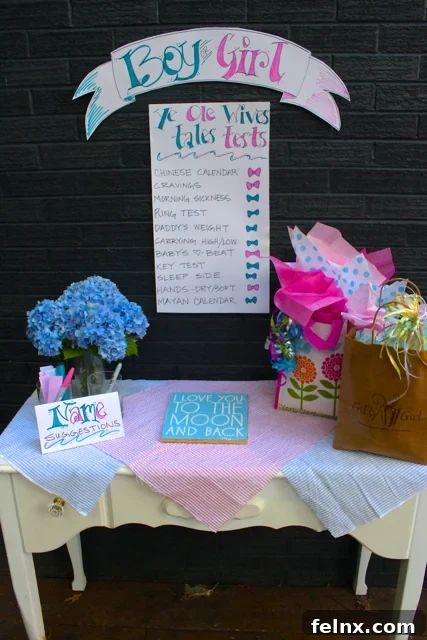 Gender Reveal Party Table Decor