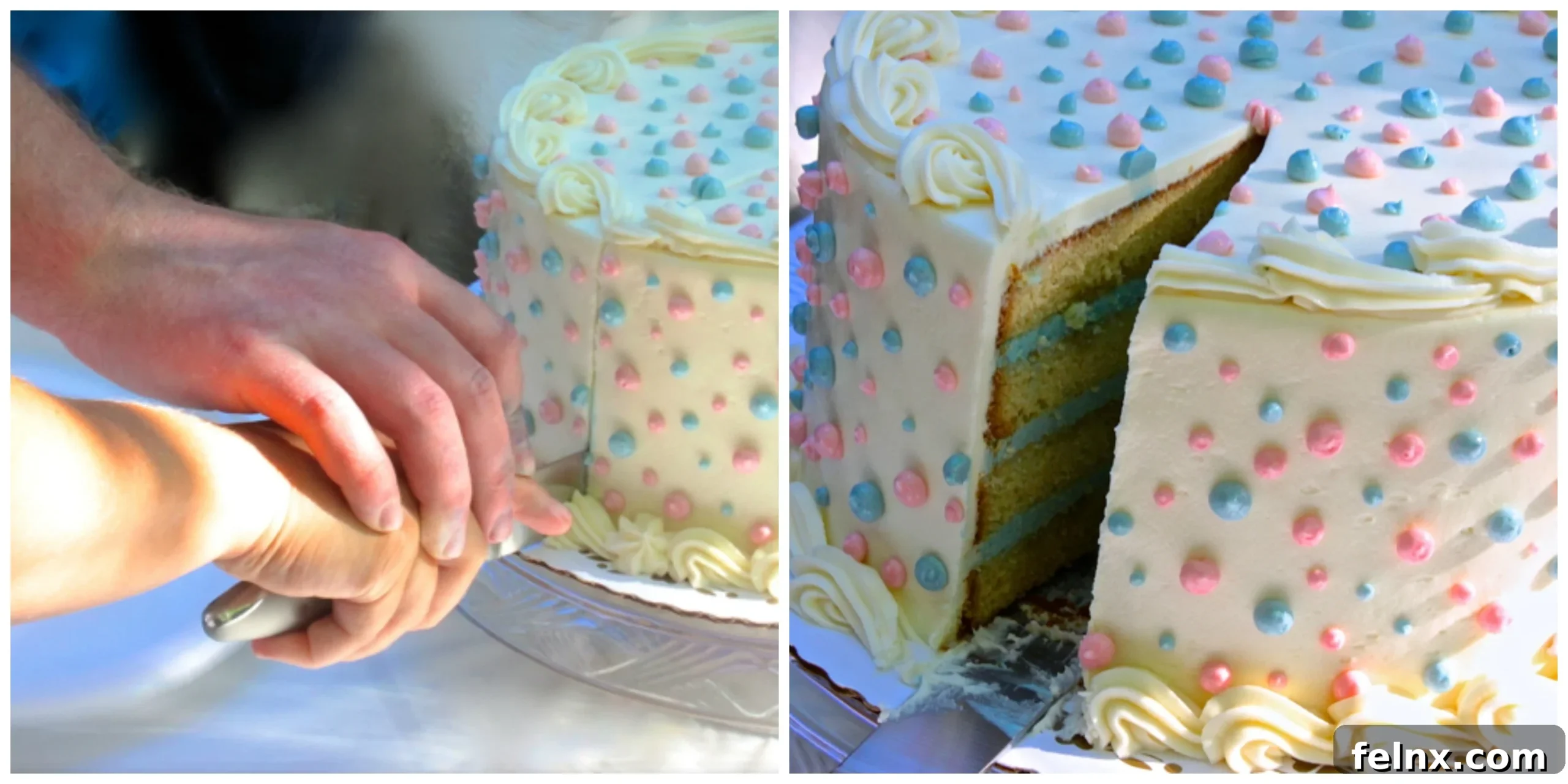 Cutting the Gender Reveal Cake