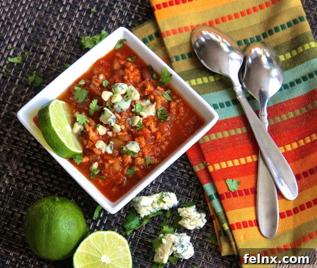 Buffalo Turkey Chili in a bowl