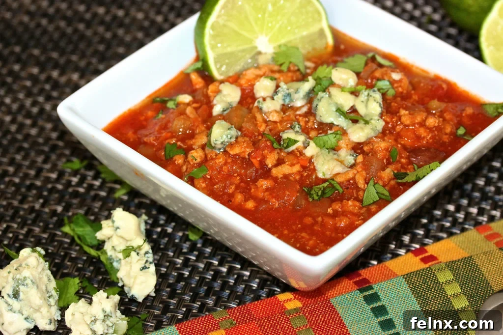 Close up of Buffalo Turkey Chili