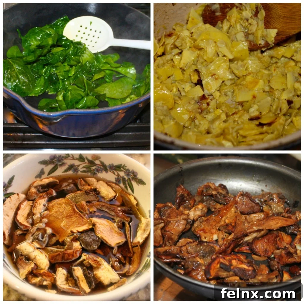Preparing vegetables for Easter Pie