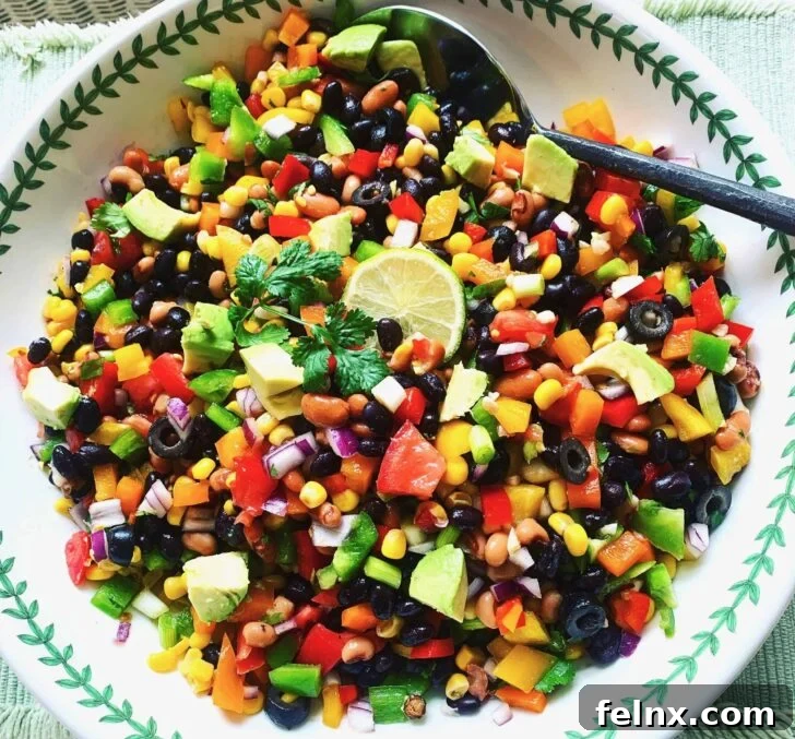 Hearty cowboy caviar with beans and corn