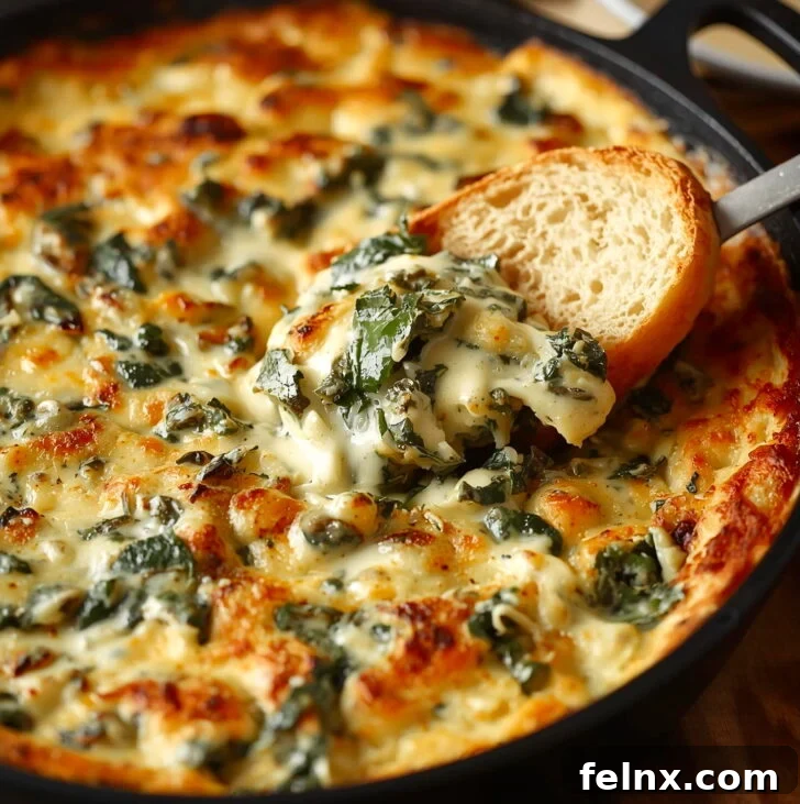 Warm and cheesy spinach artichoke dip