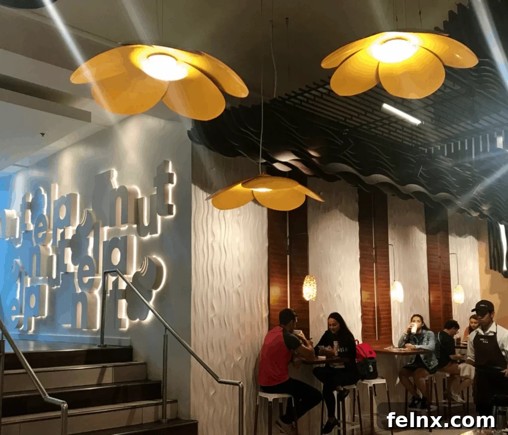 Hazelnut Flower Lights inside Nutella Cafe