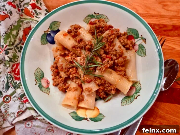 The process of making white bolognese in an Italian kitchen