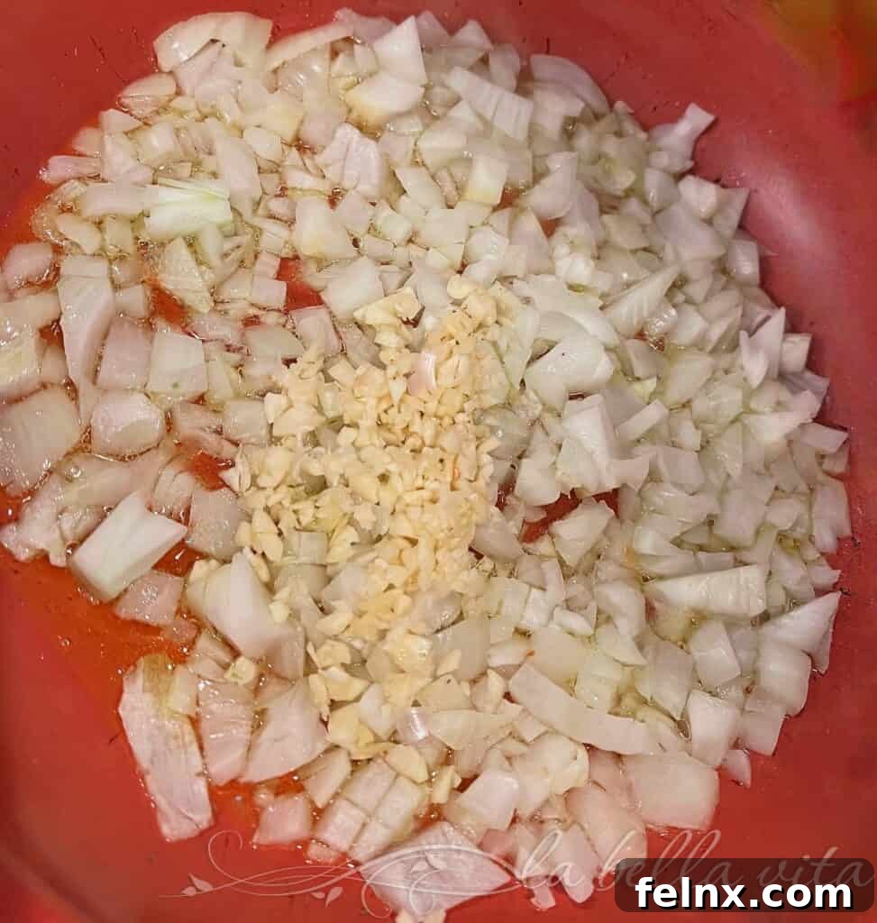 Sautéing onions and garlic