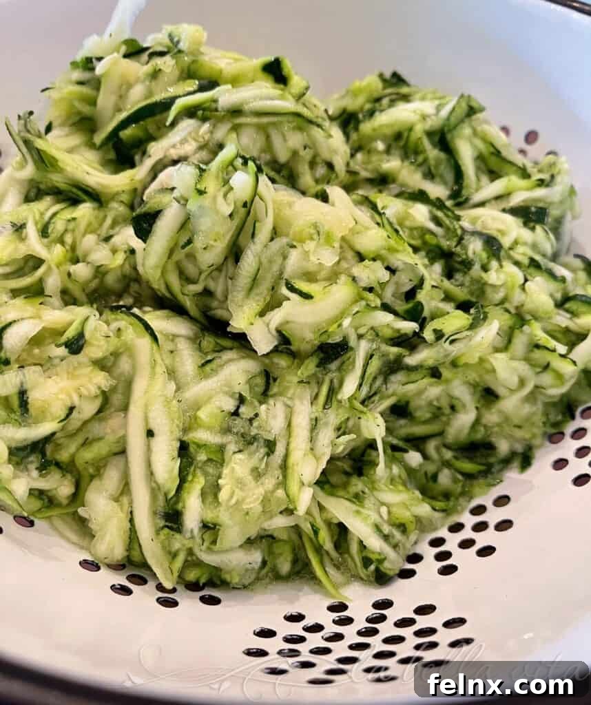 Rinsing zucchini in a colander