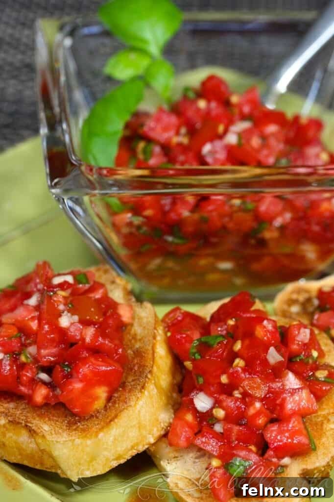 Final plated classic bruschetta