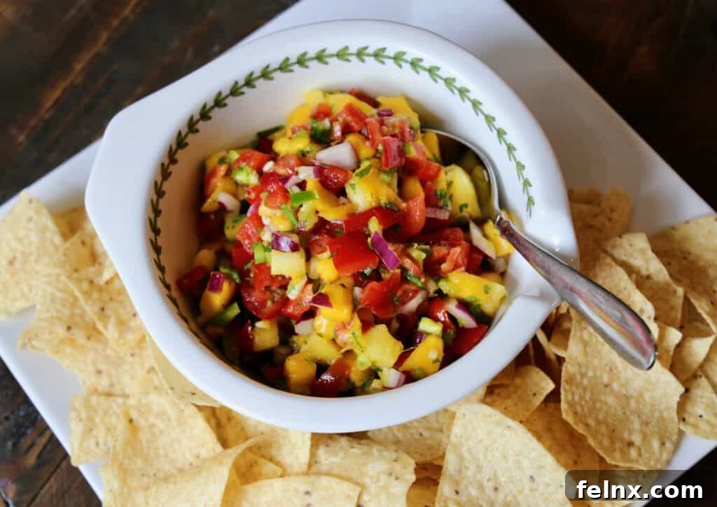 Fresh Mango Pineapple Salsa in a bowl