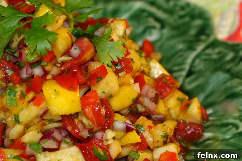 Close up of Mango Pineapple Salsa ingredients
