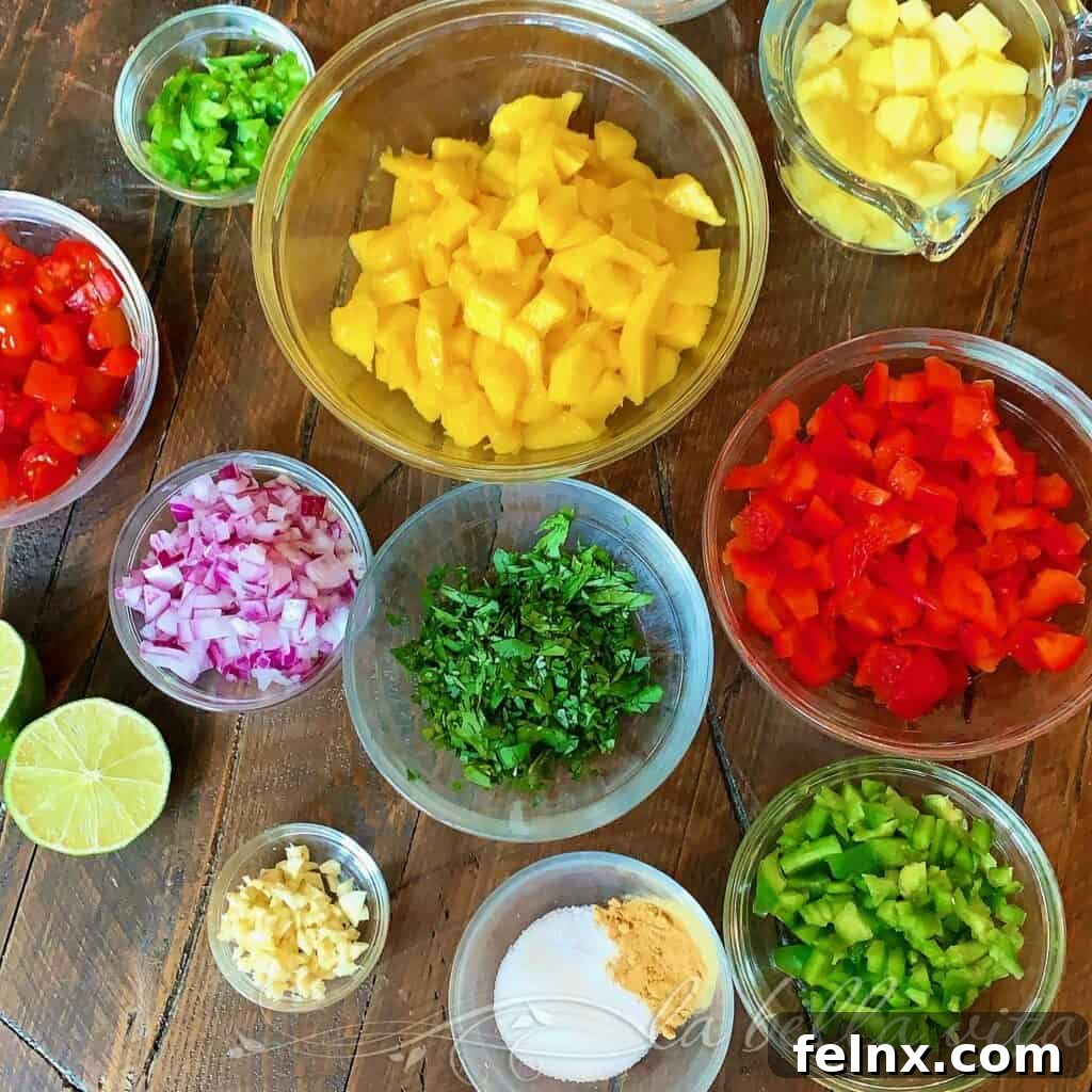 Vibrant colors of the salsa ingredients
