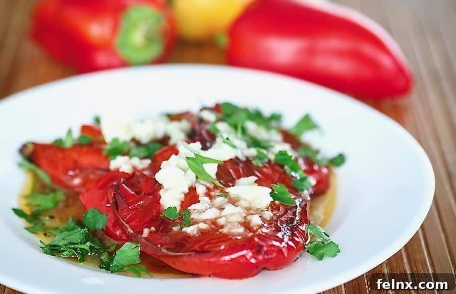 Final roasted red pepper dish with olive oil