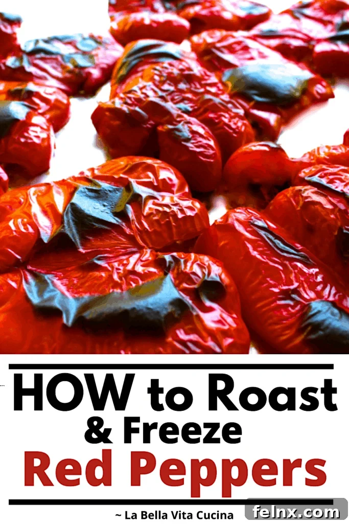 Roasted peppers in storage bags