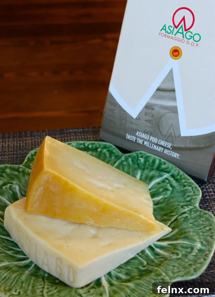 Comparison of Fresh and Aged Asiago Cheese wedges