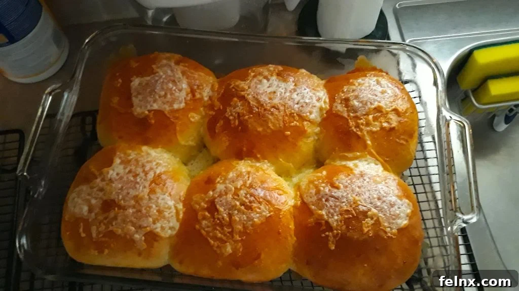 Close-up of golden brown Asiago cheese bread rolls