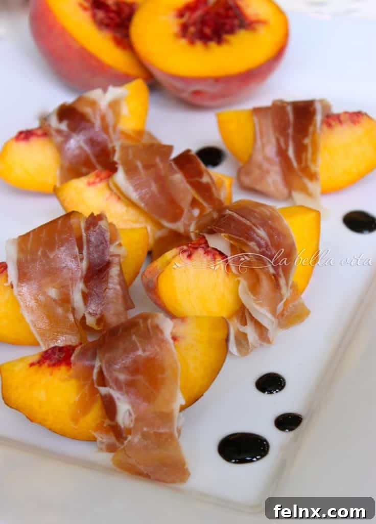 peaches and prosciutto with balsamic glaze