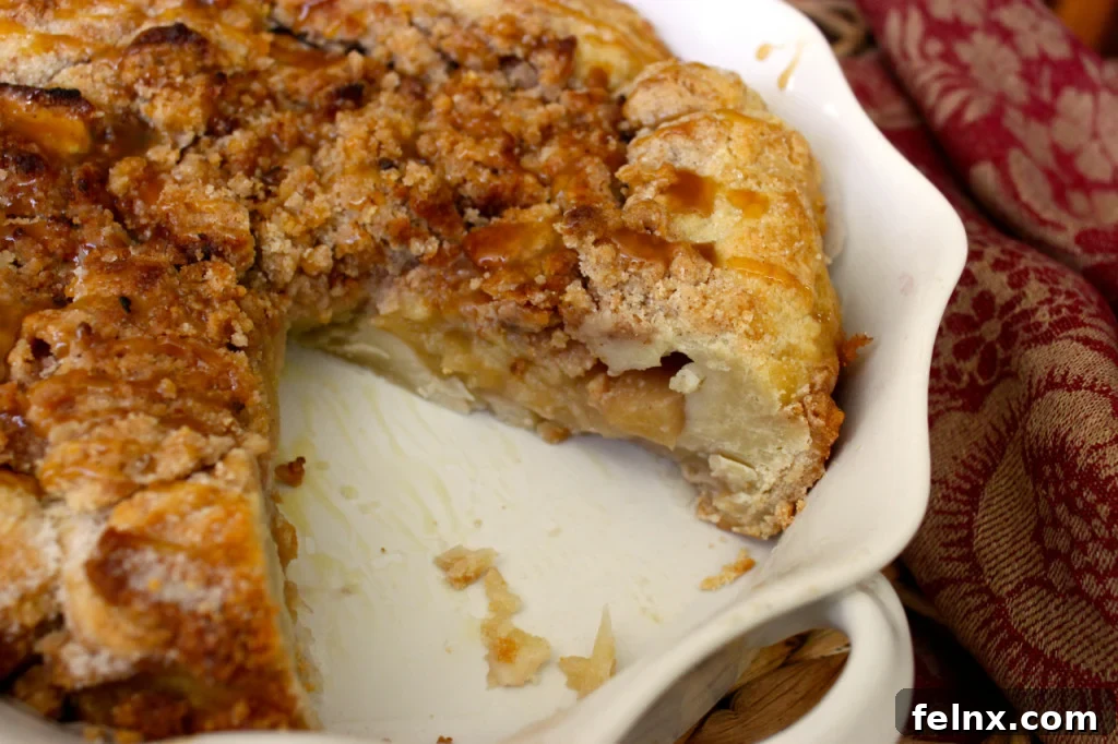 rustic apple crostata with caramel streusel topping