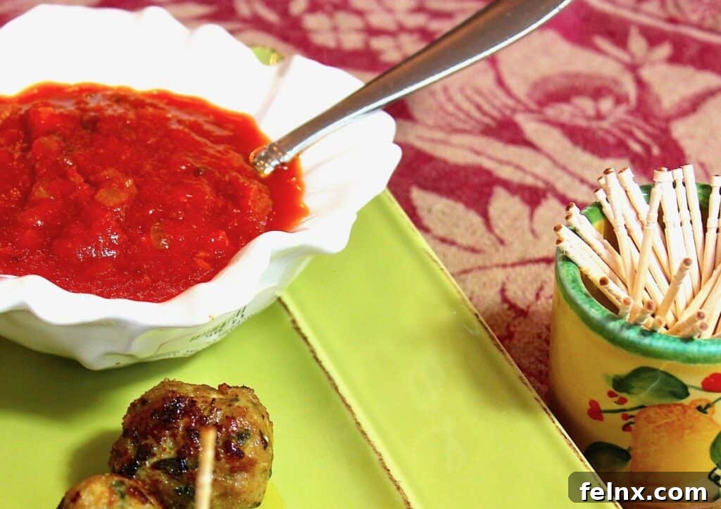 Platter of meatballs with marinara sauce