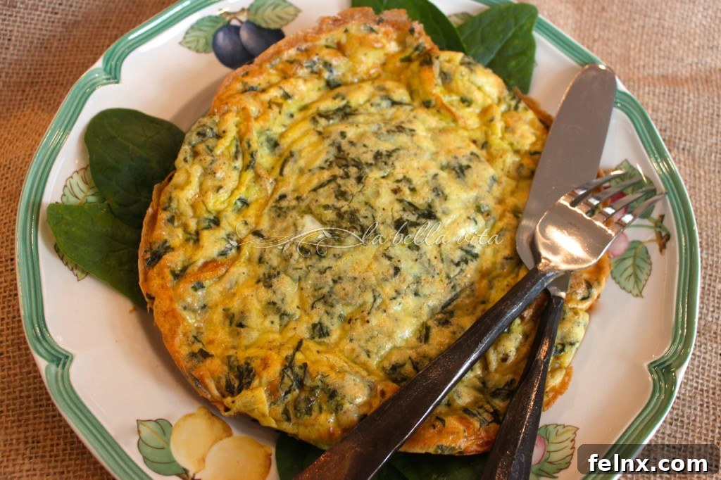 Traditional Italian Frittata with Swiss Chard and Cheese