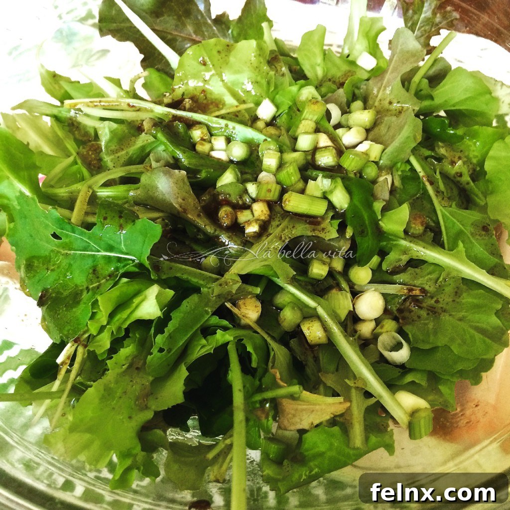 loose leaf lettuce salad with dressing