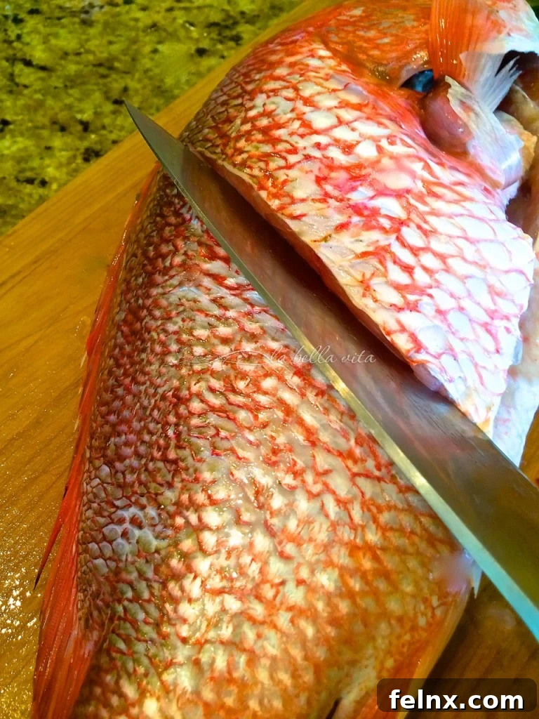Slicing Fish for Marinade