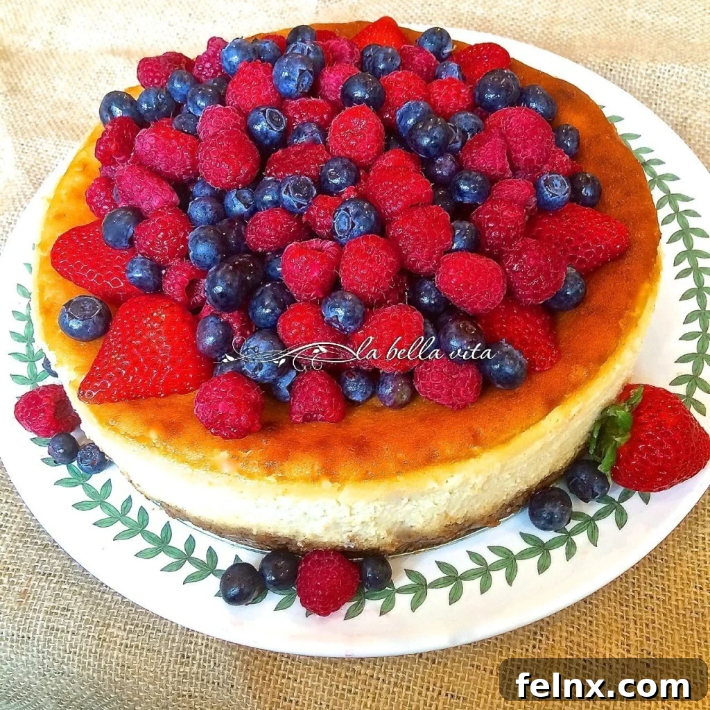 Italian Ricotta Mascarpone Cheesecake with Raspberry Almond Crust