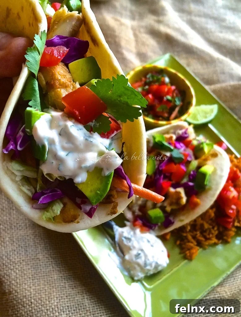 Baja Fish Tacos with Chipotle, Cilantro & Lime Crema