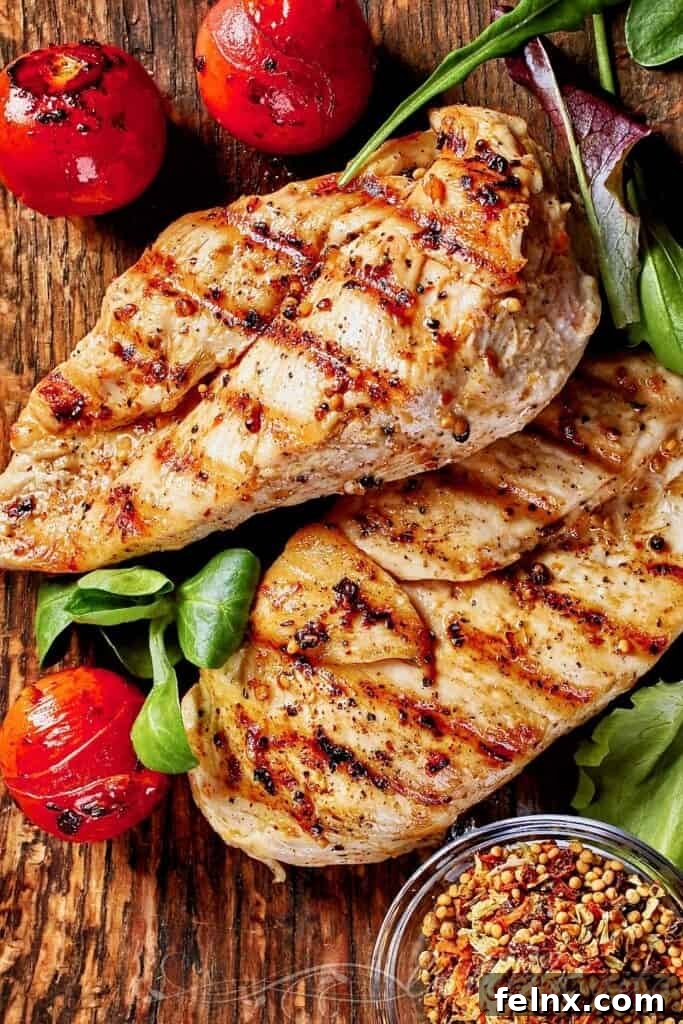Freshly grilled chicken breast being prepared for bruschetta topping