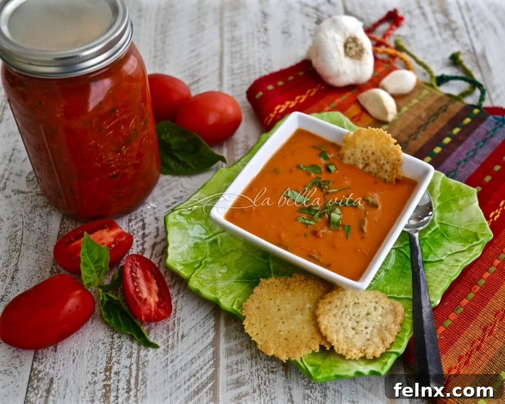 Roasted Tomato Bisque with Parmesan Crisps