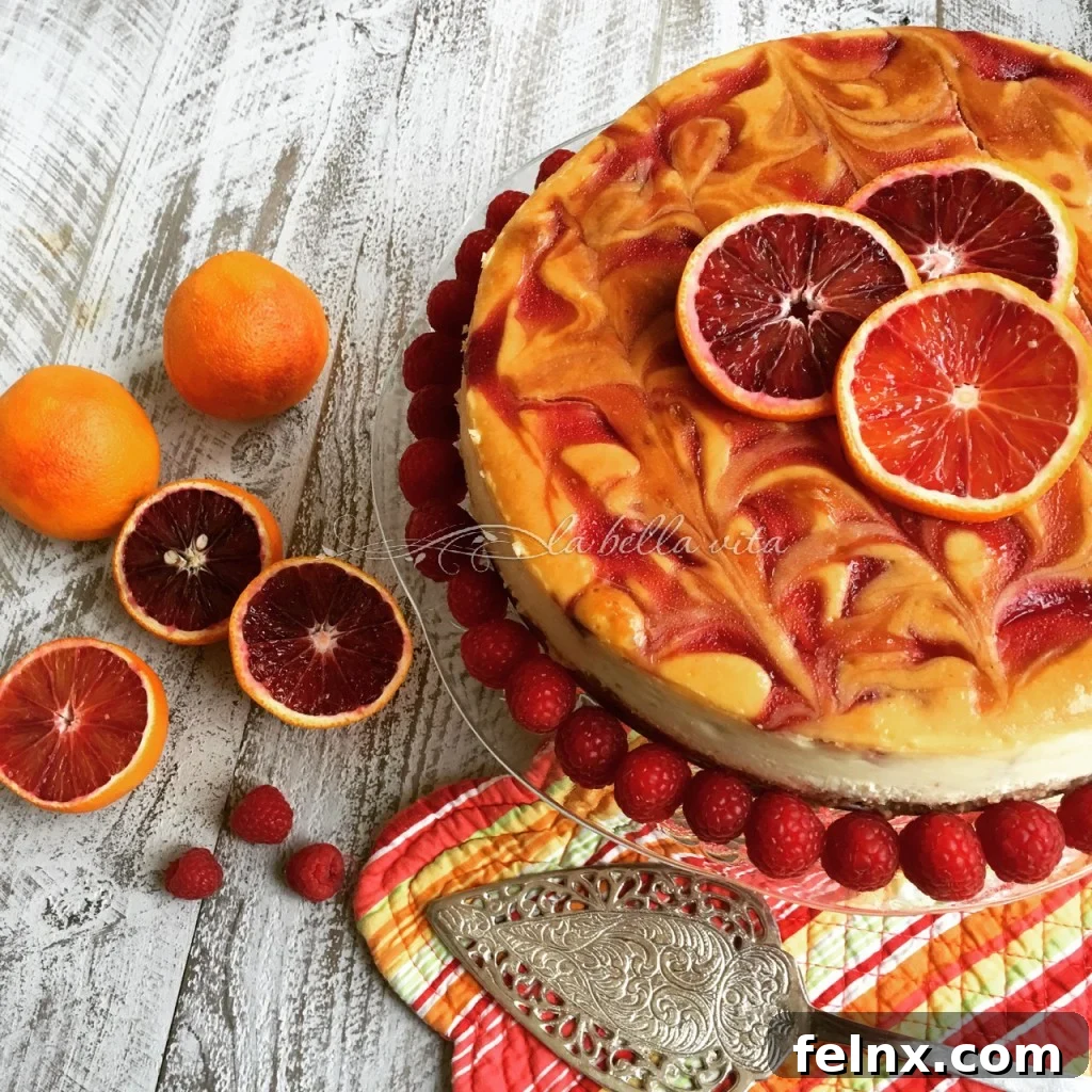 Blood Orange and Raspberry Swirl Cheesecake