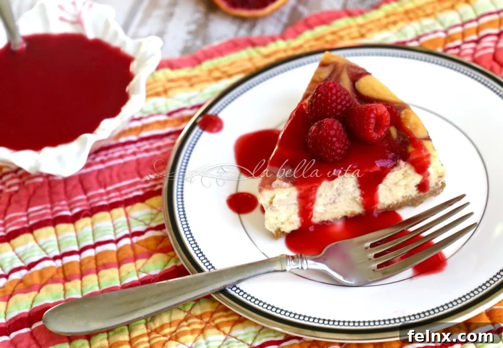 Serving Blood Orange Cheesecake