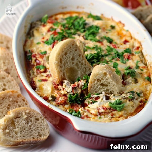 Warm Muffuletta Dip in a bowl