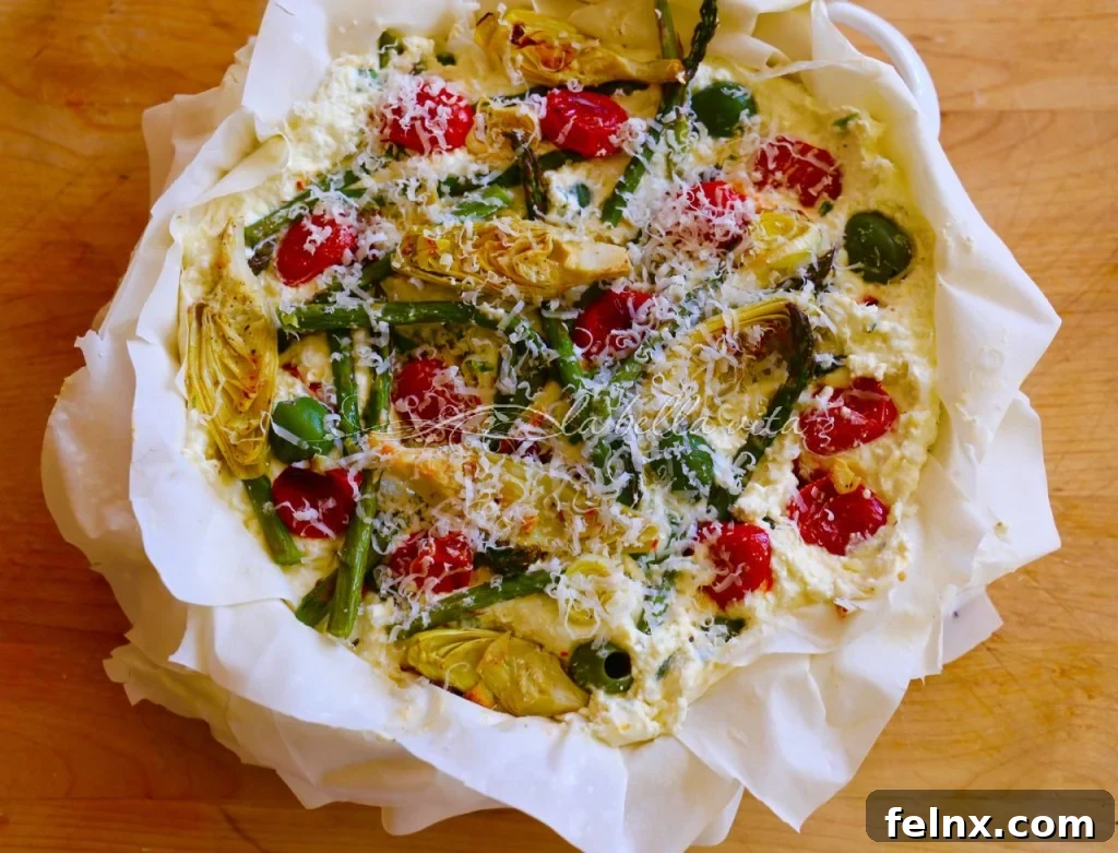 Assembling the Italian Cheesy Artichoke Pie