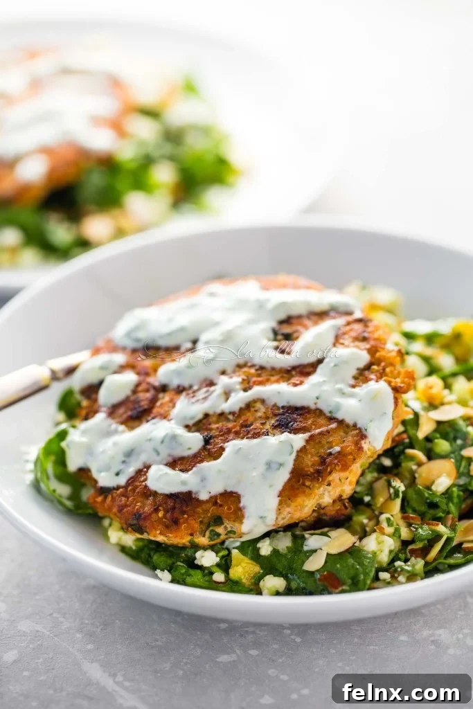 Close up of a lemon herb salmon burger