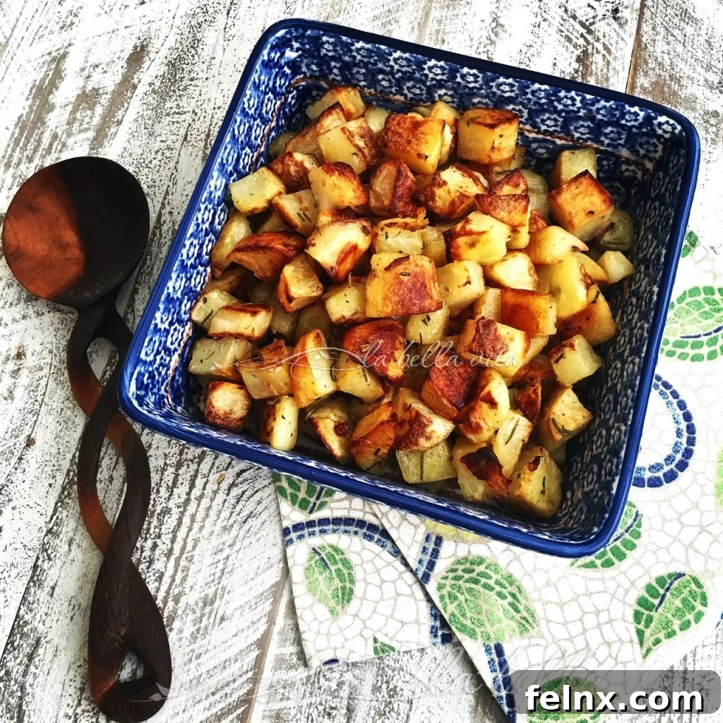 Golden Brown Italian Roasted Rosemary and Garlic Potatoes