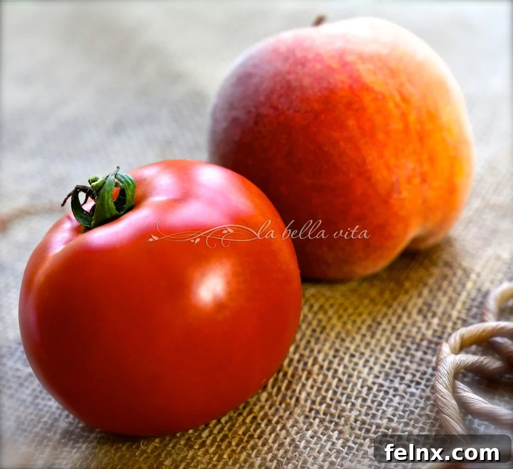 Beautifully plated peach caprese salad