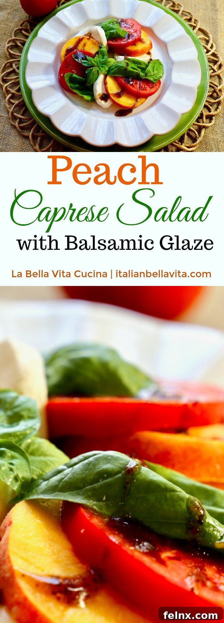 Step by step peach caprese ingredients