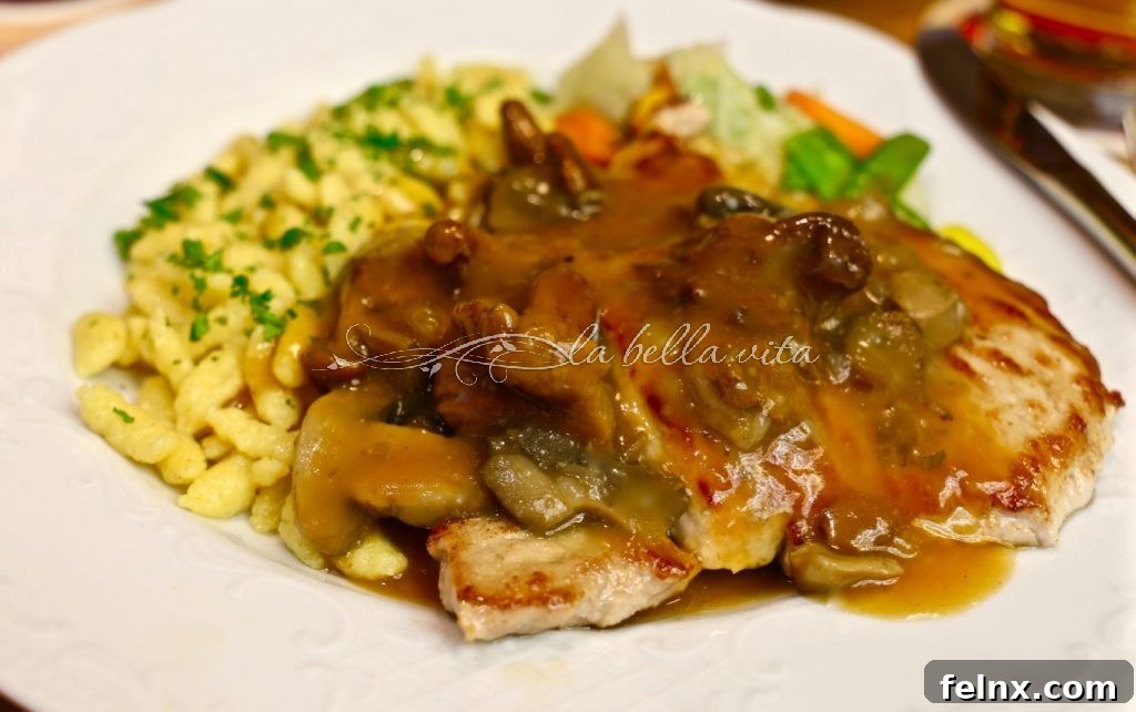 Oktoberfest: German jaeger schnitzel with spaetzle